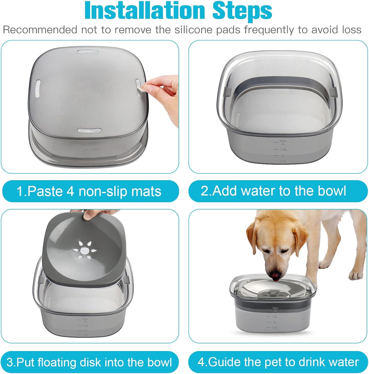 Dog Water Bowl 2L No Spill Dog Bowl