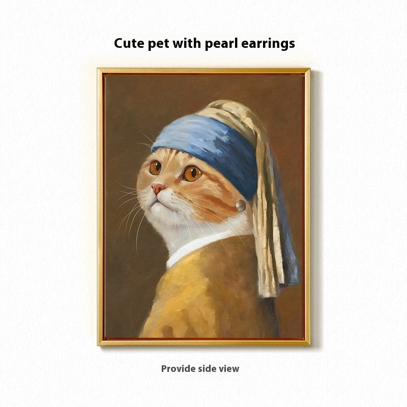 Custom Cat & Dog Oil Painting Pet Portrait Canvas Wall ArtHD