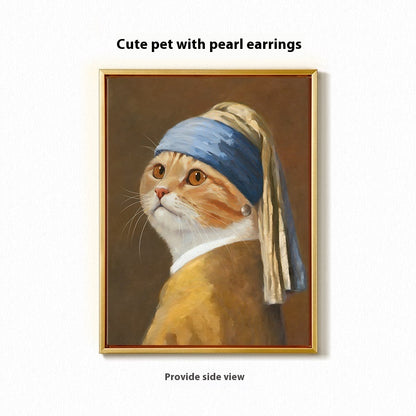 Custom Cat & Dog Oil Painting Pet Portrait Canvas Wall ArtHD