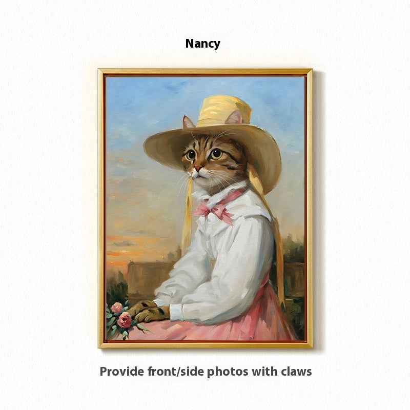 Custom Cat & Dog Oil Painting Pet Portrait Canvas Wall ArtHD