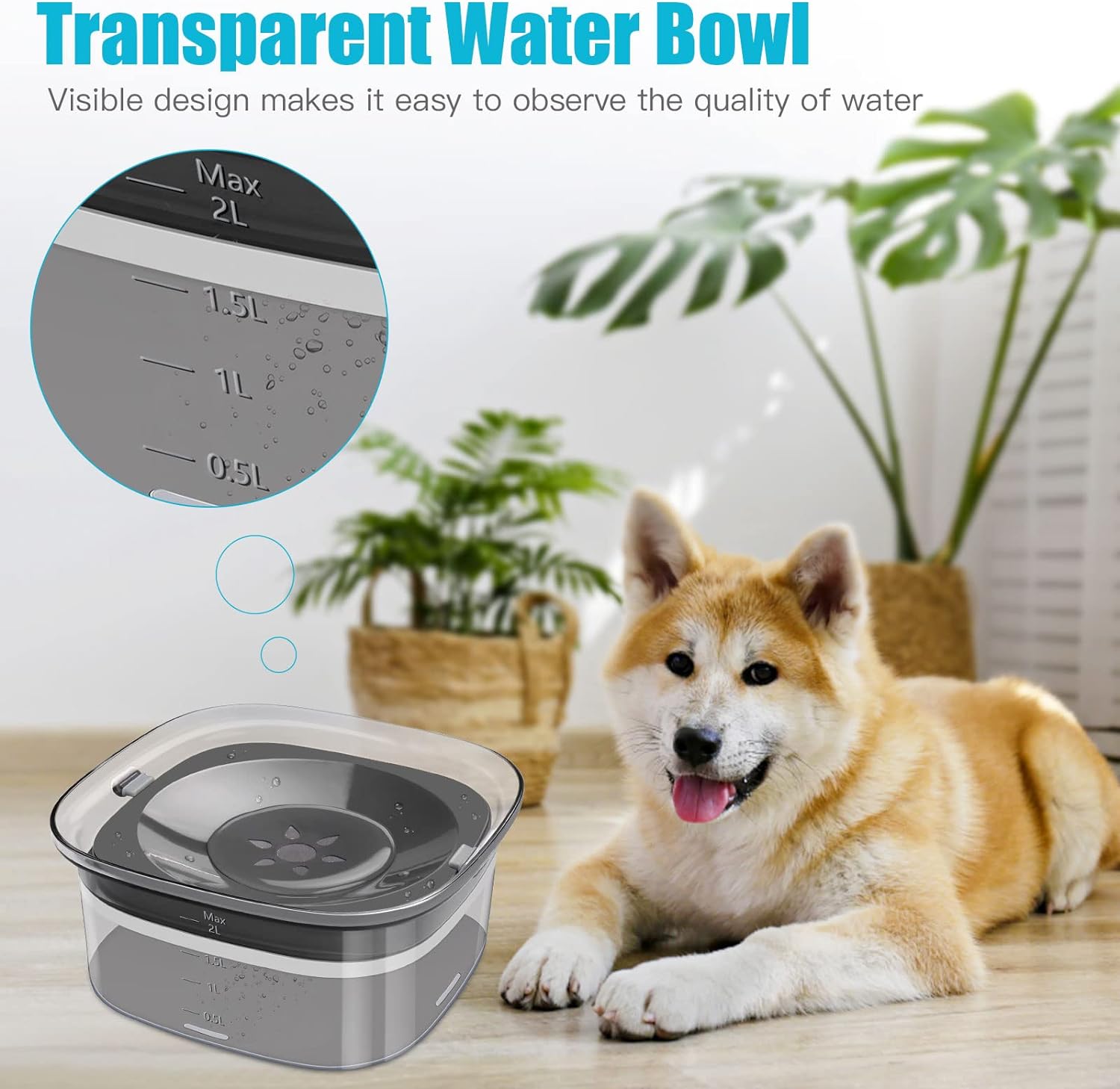 Dog Water Bowl 2L No Spill Dog Bowl