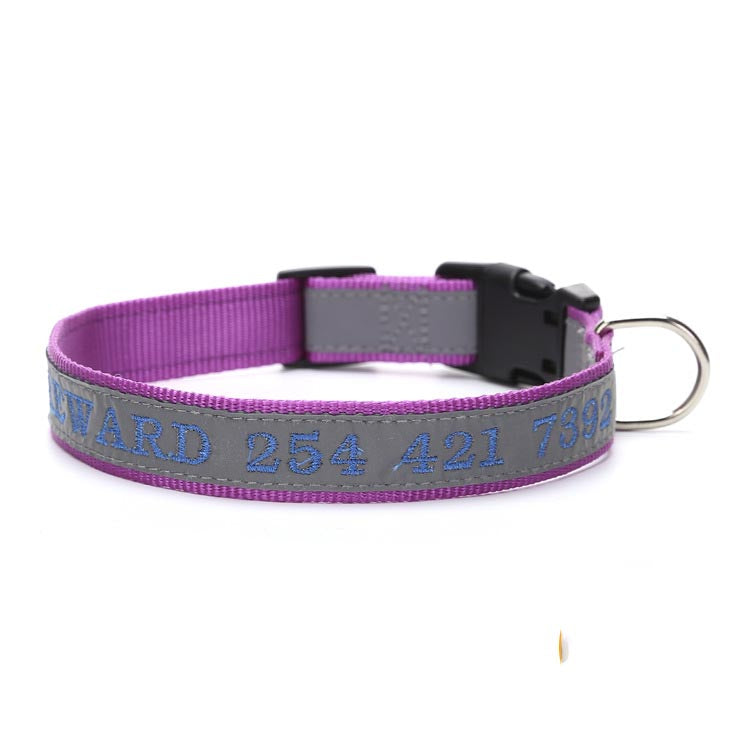 Embroidered Reflective Dog Collar