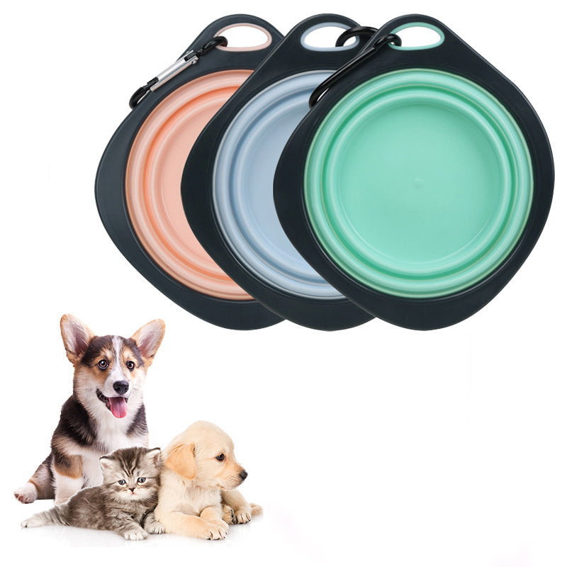 Candy Color Dog Folding Bowl Outdoor Travel Pet Feeding