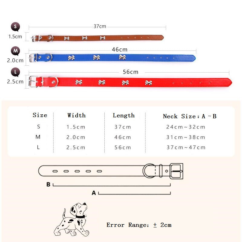 Pet Dog Cat Leather Collar