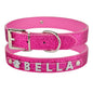 DIY alphabet dog collars in pink glitter personalized with the name BELLA, perfect for dog lovers.