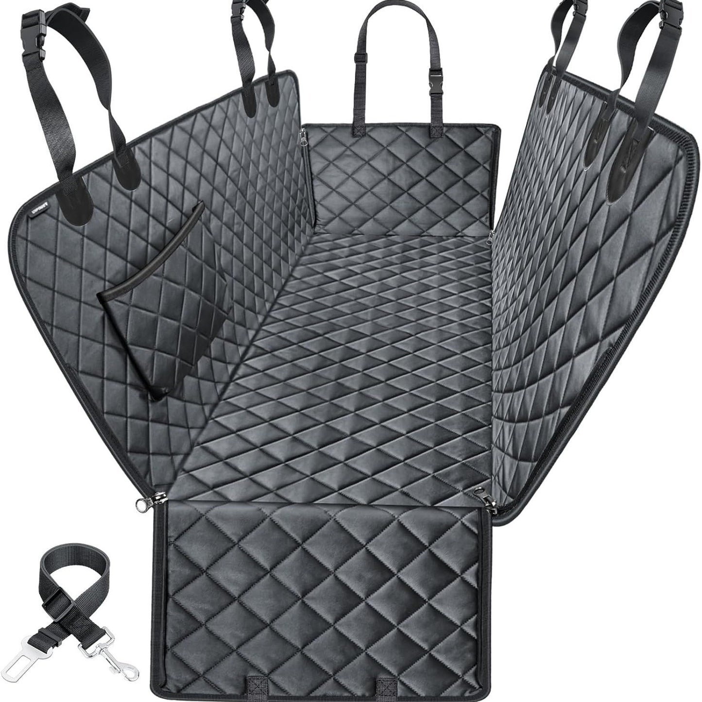 Dog Car Seat Cover Black And Orange Colorway