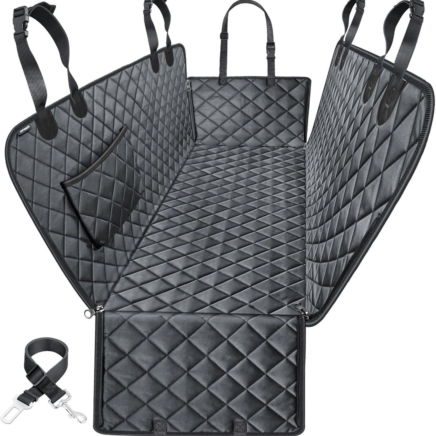 Dog Car Seat Cover Black And Orange Colorway
