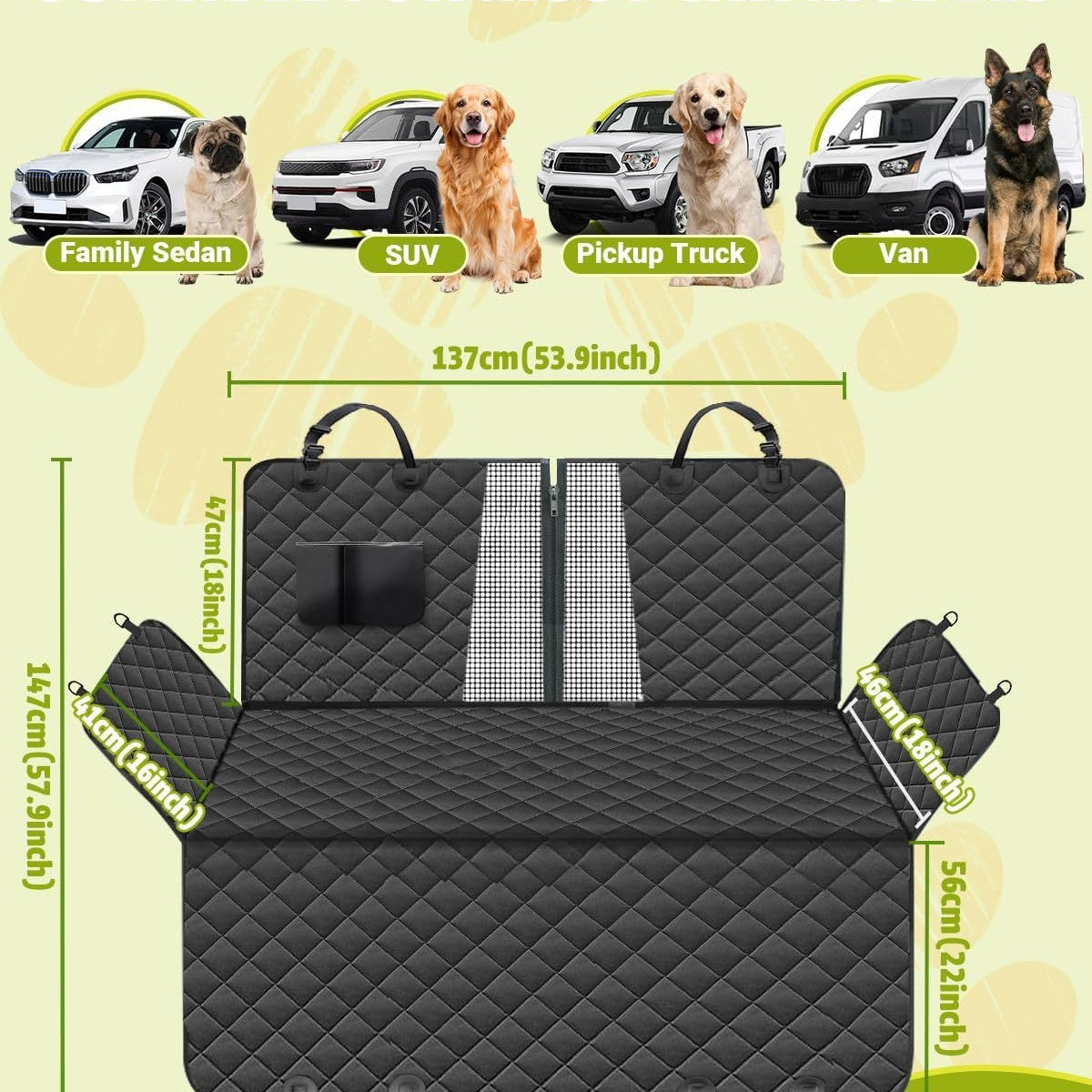 Dog Car Seat Cover Black And Orange Colorway