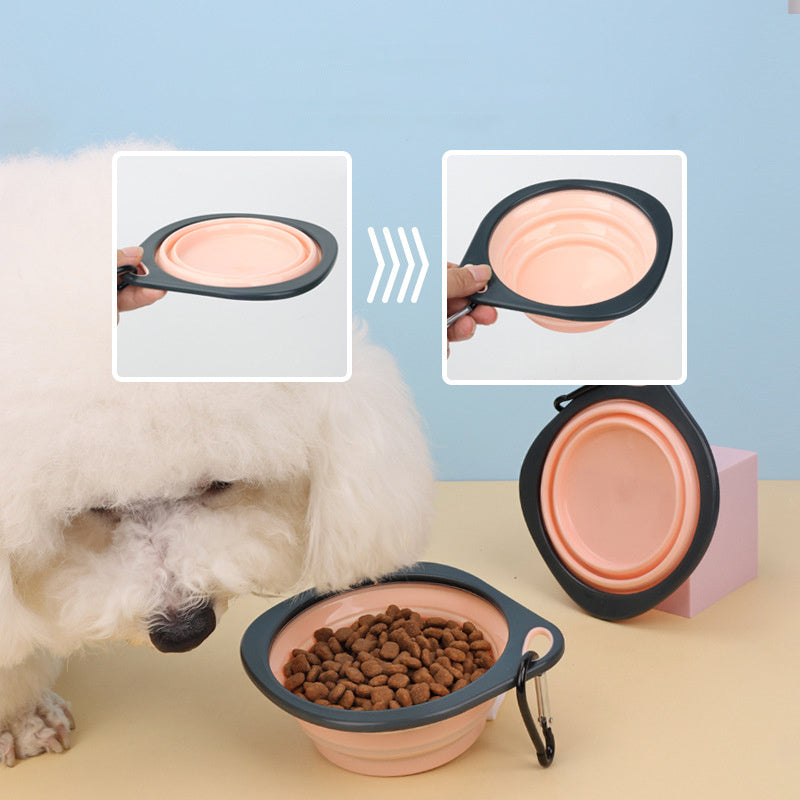 Candy Color Dog Folding Bowl Outdoor Travel Pet Feeding